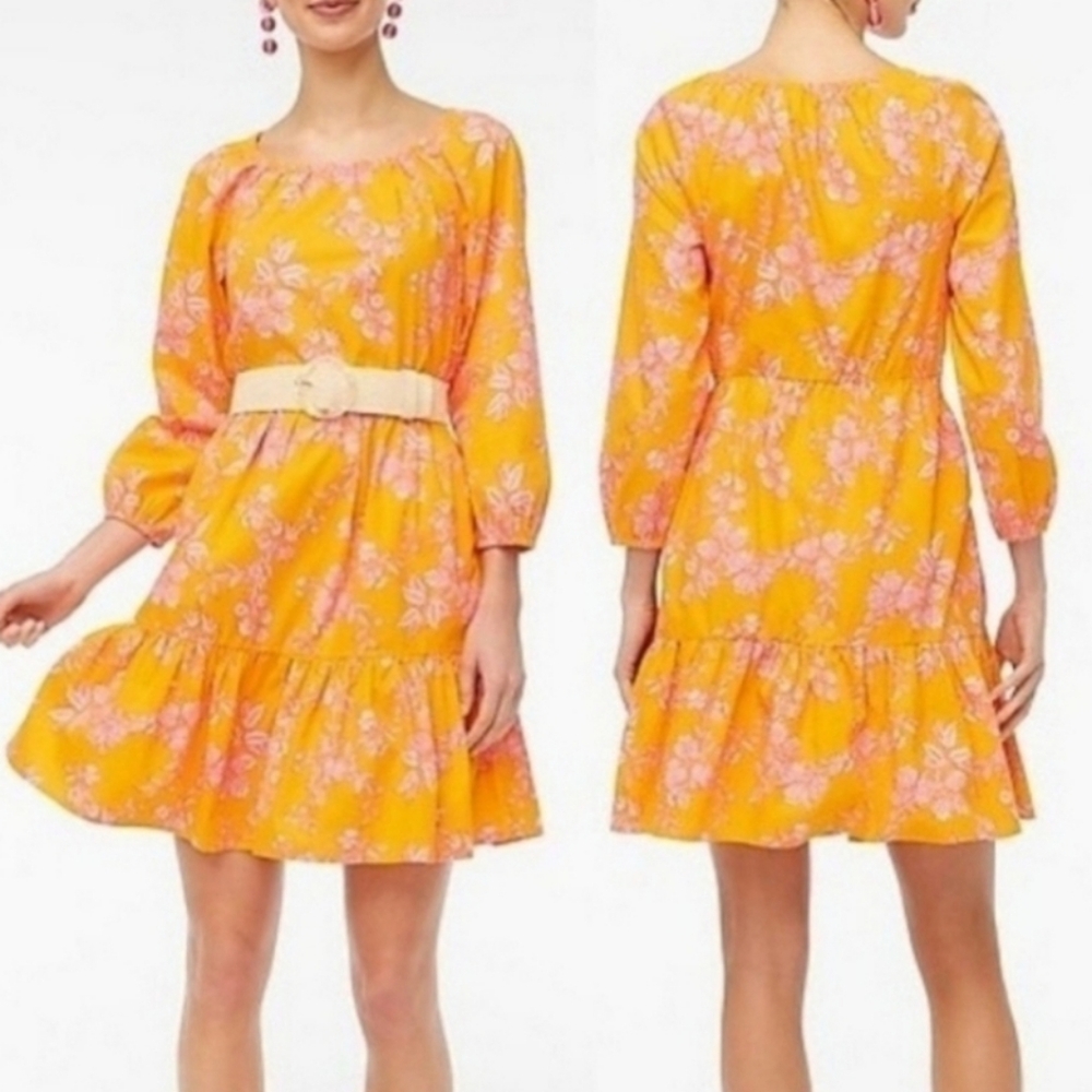 J. Crew Factory Yellow Floral Mini Dress with Pink Print - Like New!